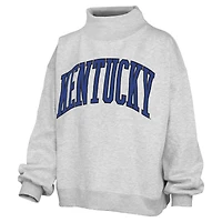 Women's Pressbox Heather Gray Kentucky Wildcats Oversized Nelson Mock Neck Sweatshirt
