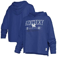 Women's Pressbox  Royal Kentucky Wildcats Castillo Slub Waist Length Long Sleeve Hooded T-Shirt