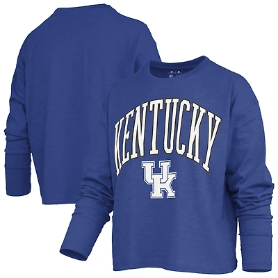 Women's Pressbox Royal Kentucky Wildcats Motley Boxy Waist-Length Long Sleeve T-Shirt