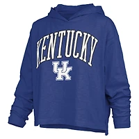 Women's Pressbox  Royal Kentucky Wildcats Nelson Arch Over Logo Long Sleeve Hooded Slub T-Shirt