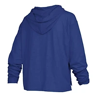 Women's Pressbox  Royal Kentucky Wildcats Nelson Arch Over Logo Long Sleeve Hooded Slub T-Shirt