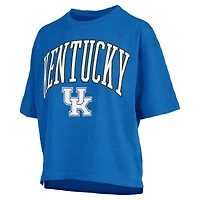 Women's Pressbox Royal Kentucky Wildcats Nelson Arch Over Logo Waist Length Oversized Slub T-Shirt