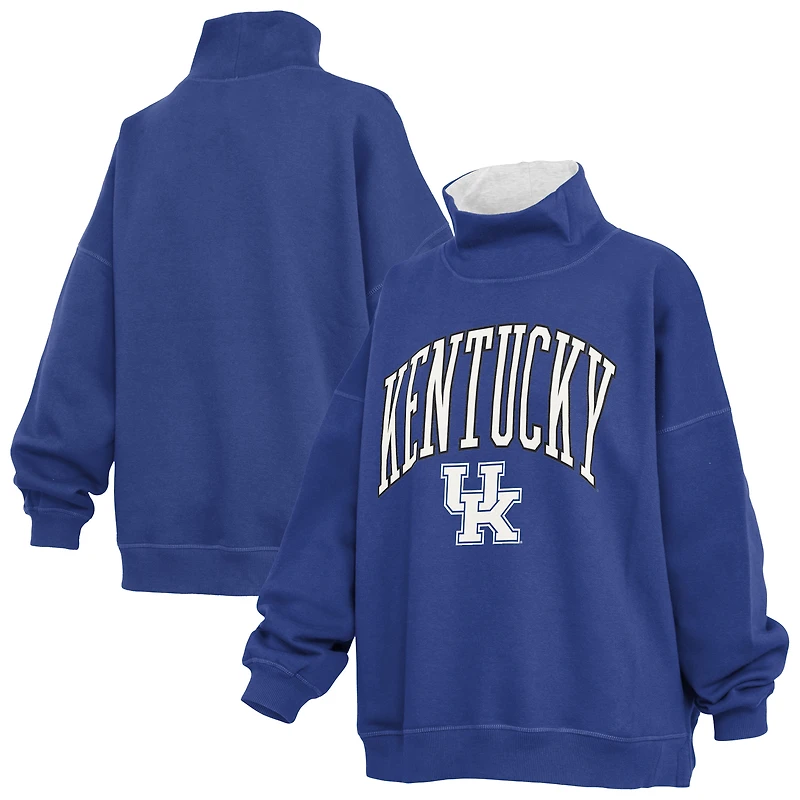 Women's Pressbox Royal Kentucky Wildcats Oversized Mock Neck Sweatshirt