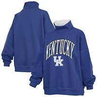 Women's Pressbox  Royal Kentucky Wildcats Oversized Mock Neck Sweatshirt