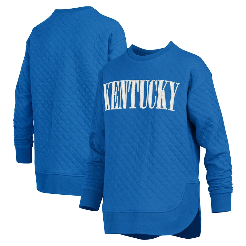 Sweat-shirt matelassé à manches longues pour femme Pressbox Royal Kentucky Wildcats