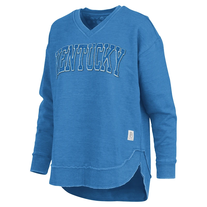 Sweat-shirt à col en V Westin Poncho Pressbox Royal Kentucky Wildcats pour femme