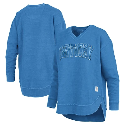 Sweat-shirt à col en V Westin Poncho Pressbox Royal Kentucky Wildcats pour femme