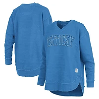 Sweat-shirt à col en V Westin Poncho Pressbox Royal Kentucky Wildcats pour femme