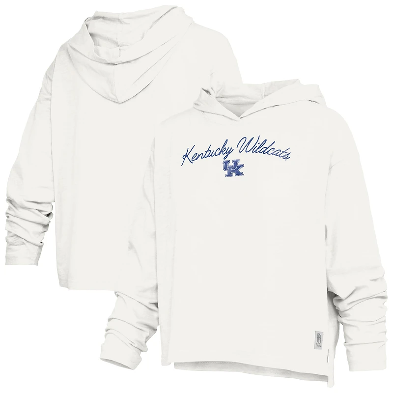Women's Pressbox White Kentucky Wildcats Faye Long Sleeve Hooded Slub T-Shirt