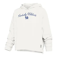 Women's Pressbox  White Kentucky Wildcats Faye Long Sleeve Hooded Slub T-Shirt