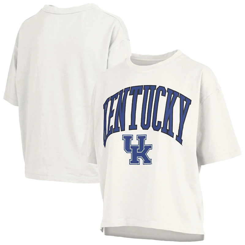 T-shirt oversize à manches longues en jersey flammé blanc Pressbox pour femme, Kentucky Wildcats, grande taille, Nelson Motley Crew