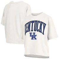 T-shirt oversize à manches longues en jersey flammé blanc Pressbox pour femme, Kentucky Wildcats, grande taille, Nelson Motley Crew
