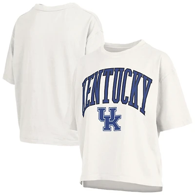 T-shirt oversize à manches longues en jersey flammé blanc Pressbox pour femme, Kentucky Wildcats, grande taille, Nelson Motley Crew