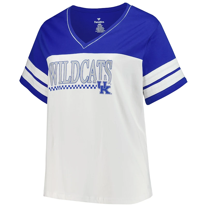 T-shirt à encolure en V pour femme Profile White/Royal Kentucky Wildcats Plus Field Game