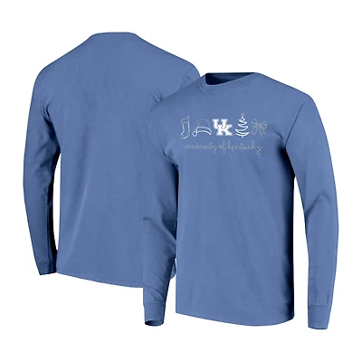 T-shirt à manches longues pour femmes Royal Kentucky Wildcats Christmas Elements Comfort Colors