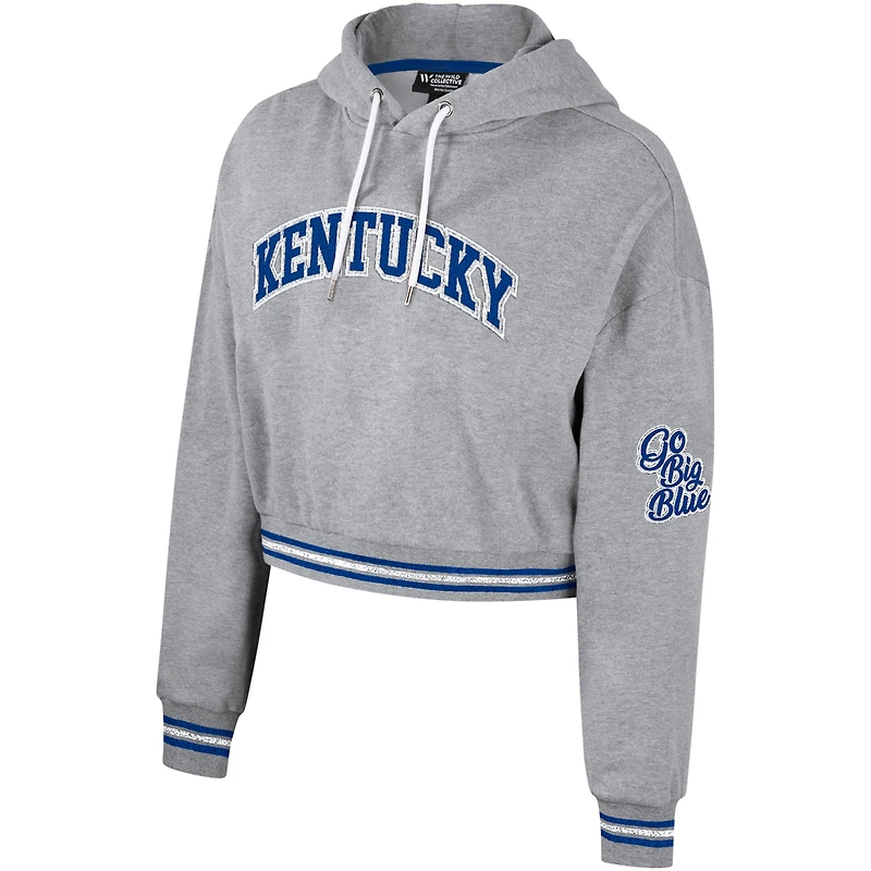 Sweat à capuche court scintillant pour femmes, gris chiné, Kentucky Wildcats, The Wild Collective