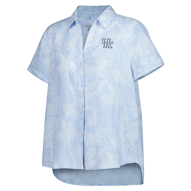 Women's Tommy Bahama Light Blue Kentucky Wildcats Legacy Leaves Camp Button-Up Shirt