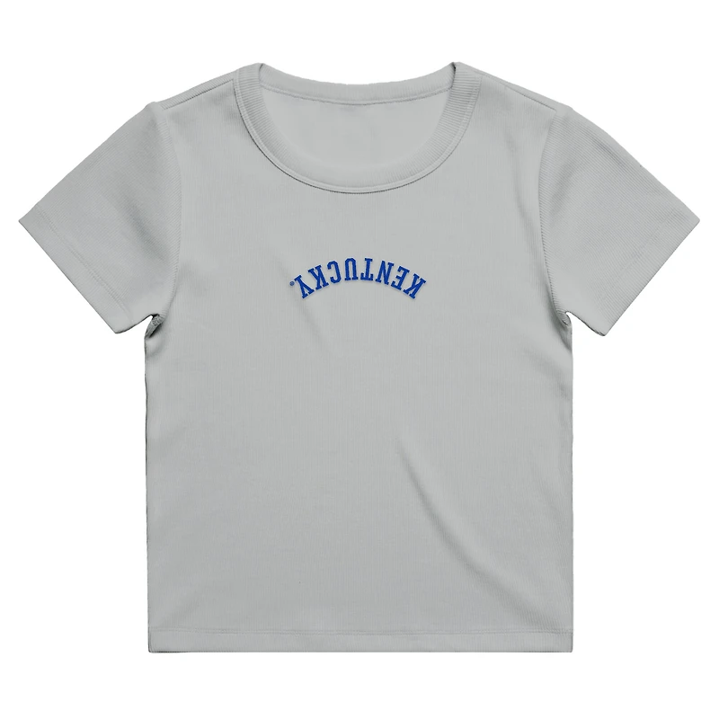 T-shirt court côtelé gris Uscape Apparel pour femme, motif Kentucky Wildcats brodé à l'envers