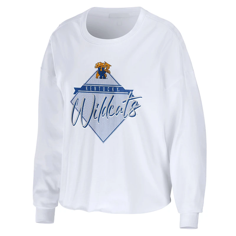 T-shirt court à manches longues avec diamants WEAR by Erin Andrews pour femmes, blanc, Kentucky Wildcats