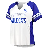 T-shirt à encoche raglan rayures blanches des Wildcats du Kentucky pour femme