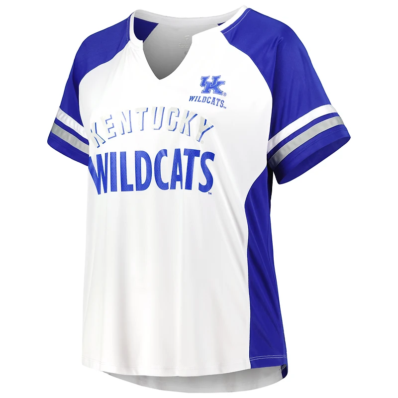 T-shirt à encoche raglan rayures blanches des Wildcats du Kentucky pour femme