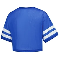 Women's ZooZatz Royal Kentucky Wildcats V-Neck Mesh Cropped T-Shirt