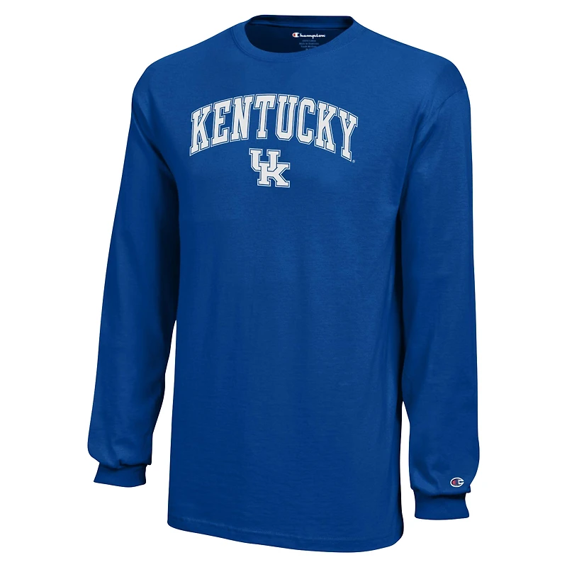 Youth Champion Royal Kentucky Wildcats Arch Over Logo Long Sleeve T-Shirt