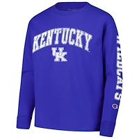 T-shirt à manches longues avec logo vieilli Royal Kentucky Wildcats, champion des jeunes