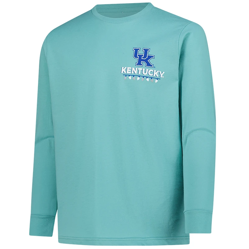 T-shirt à manches longues vert clair pour jeunes, Kentucky Wildcats, motif sapin de Noël