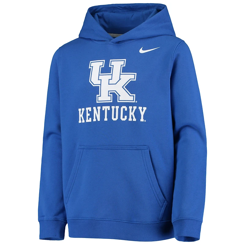 Youth Nike Royal Kentucky Wildcats Stadium Club Fleece Pullover Hoodie