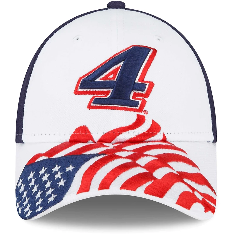 Casquette réglable New Era Kevin Harvick 9FORTY Americana Snapback pour homme, blanc/bleu