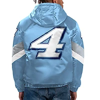 Veste à capuche demi-zip en satin pour homme Starter bleu clair Kevin Harvick Home Team
