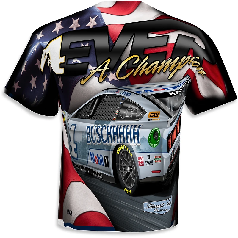 Men's Stewart-Haas Racing Team Collection White Kevin Harvick Sublimated Patriotic T-Shirt