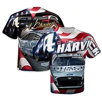 Men's Stewart-Haas Racing Team Collection White Kevin Harvick Sublimated Patriotic T-Shirt