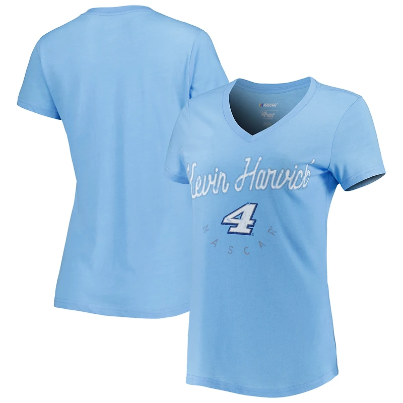 T-shirt à col en V Kevin Harvick Bump & Run G-III 4Her by Carl Banks pour femmes, bleu clair