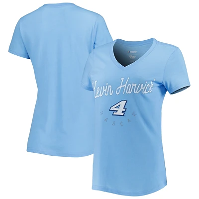 T-shirt à col en V Kevin Harvick Bump & Run G-III 4Her by Carl Banks pour femmes, bleu clair