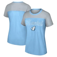 T-shirt bleu clair pour femme G-III 4Her by Carl Banks Kevin Harvick Cheer à couleurs contrastées