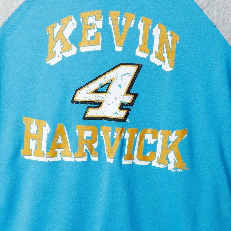 T-shirt raglan à manches 3/4 bleu clair G-III 4Her de Carl Banks pour femme Kevin Harvick On The Field