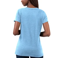 Women's G-III 4Her by Carl Banks Light Blue Kevin Harvick Snap V-Neck T-Shirt
