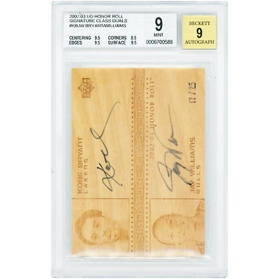 Kobe Bryant & Jay Williams Autographed 2002-03 Upper Deck Honor Roll Wood Signature Class Duals #KB/JW-S #17/25 BGS Authenticated 9/9 Card - 9.5,8.5,9.5,9.5 Subgrades