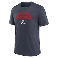 Men's Nike Heather Navy Korea Baseball 2026 World Classic Stacked Tri-Blend T-Shirt