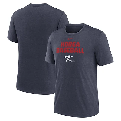 T-shirt Nike Heather Navy Korea Baseball 2026 World Classic pour homme, en mélange de trois matières.