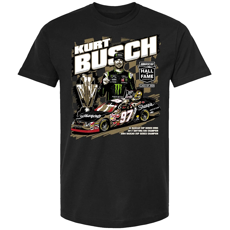 Men's Checkered Flag Sports Black Kurt Busch NASCAR 2026 Hall of Fame T-Shirt