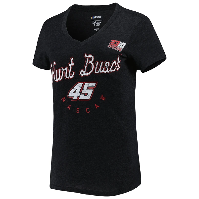 Women's G-III 4Her by Carl Banks Black Kurt Busch Bump & Run V-Neck T-Shirt
