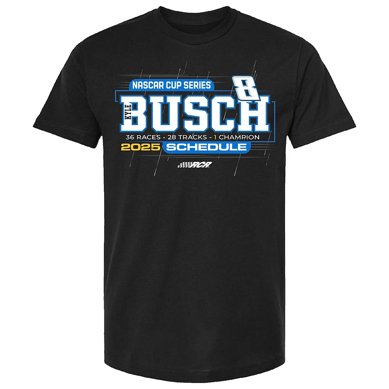 Men's Checkered Flag Sports Black Kyle Busch 2025 NASCAR Cup Series Schedule T-Shirt