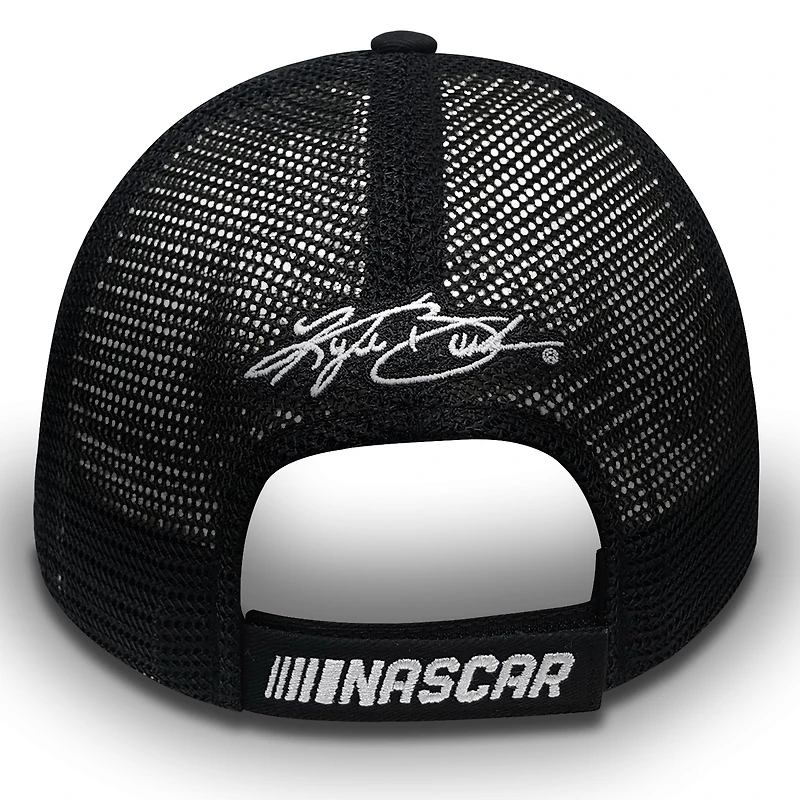 Casquette réglable pour homme à motif drapeau à damier noir Kyle Busch Cheddar's Trucker