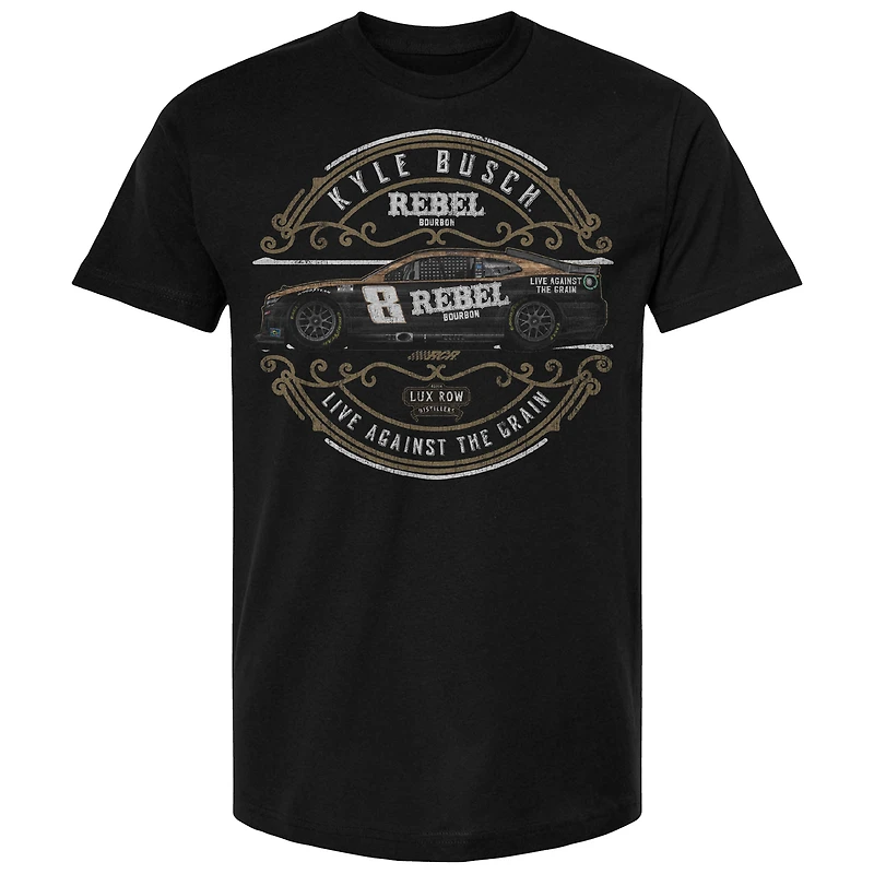 Men's Checkered Flag Sports Black Kyle Busch Rebel Bourbon Car T-Shirt