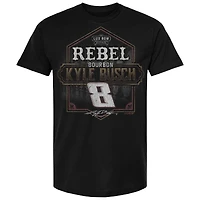 T-shirt à damier pour homme Kyle Busch Rebel Bourbon Pit Stop noir