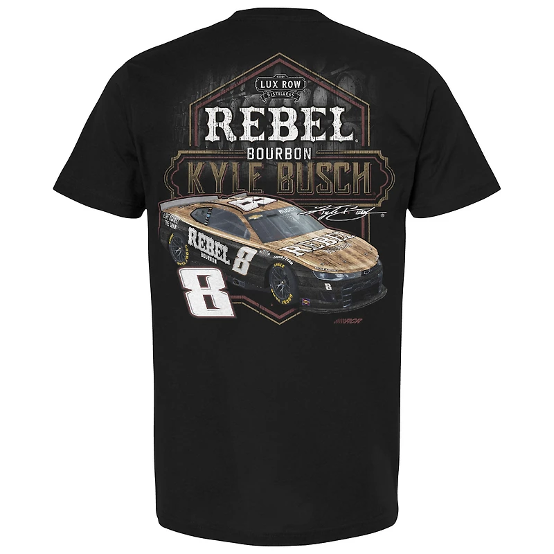T-shirt à damier pour homme Kyle Busch Rebel Bourbon Pit Stop noir