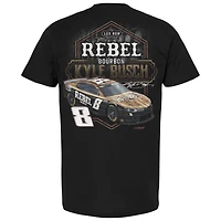 T-shirt à damier pour homme Kyle Busch Rebel Bourbon Pit Stop noir
